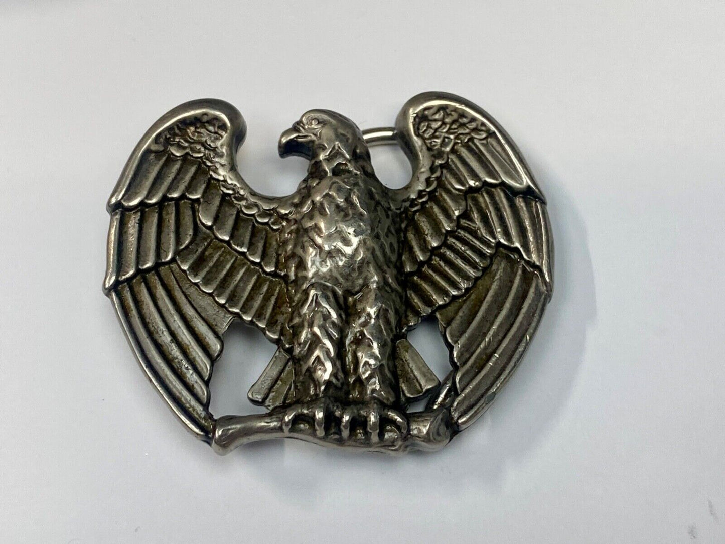 Vintage Avon 1970s Patriotic American Eagle Silver Tone belt buckle