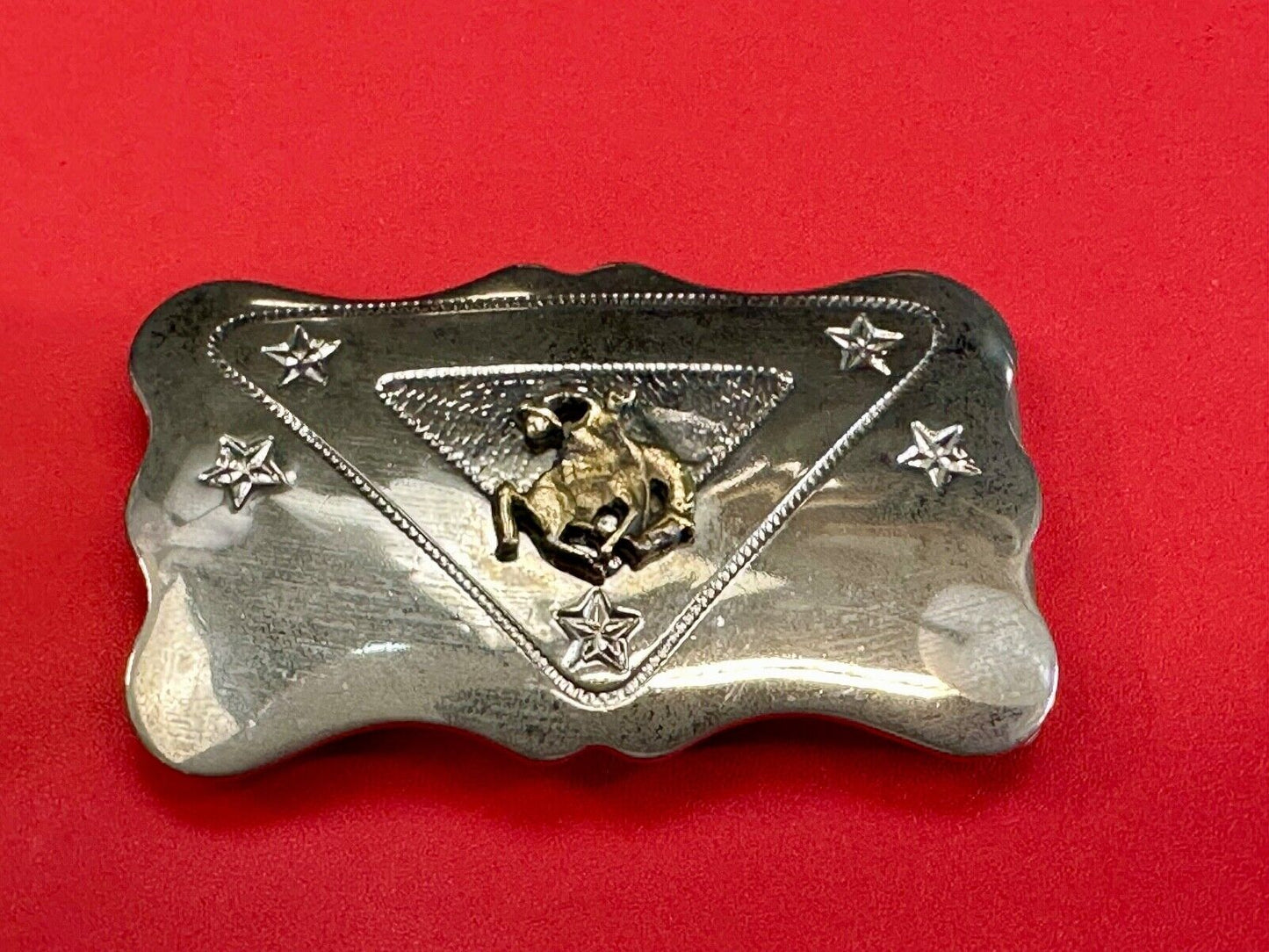 Vintage Cowboy Saddle Bronc western two tone belt buckle with star accents