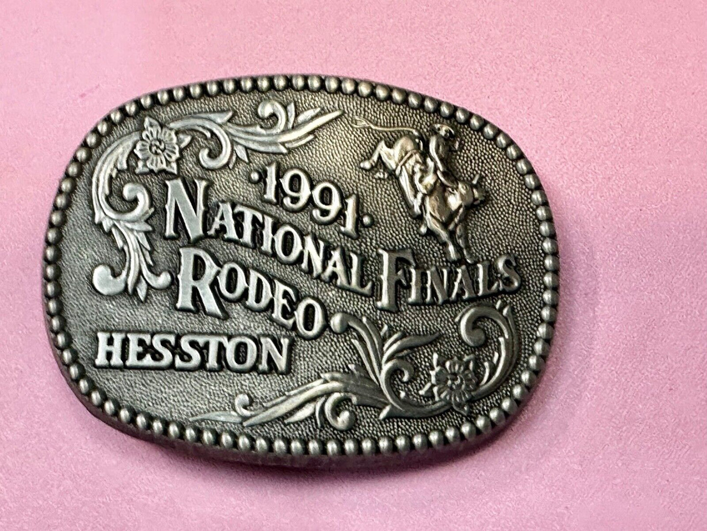 1991 NFR National Finals Rodeo NOS Youth Size ADM Commemorative Belt Buckle