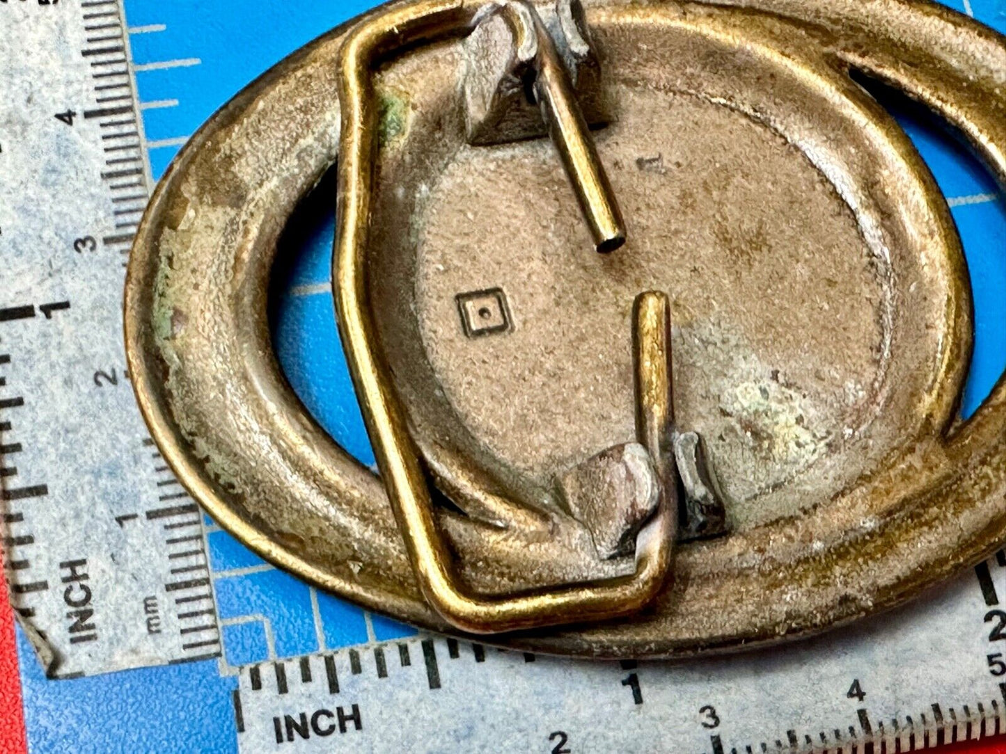 Vintage Bull Skull Diablo LONGHORN cow steer western oval belt buckle