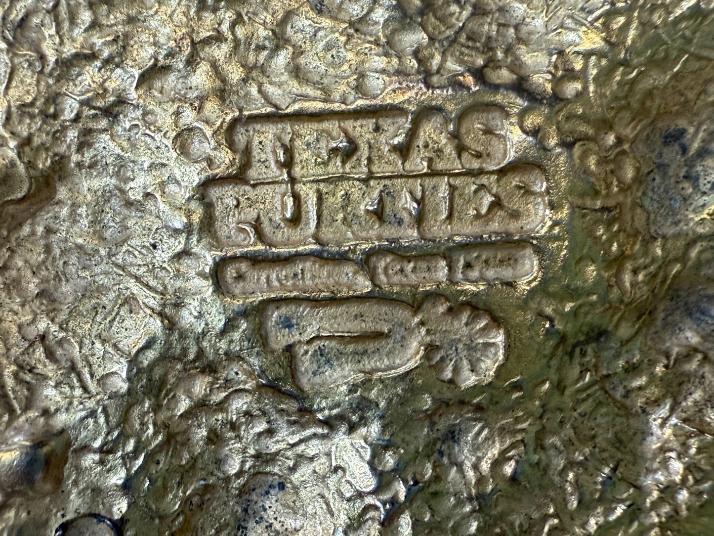 Texas Purities Nugget Textured Metal Gold Color Oval Belt Buckle