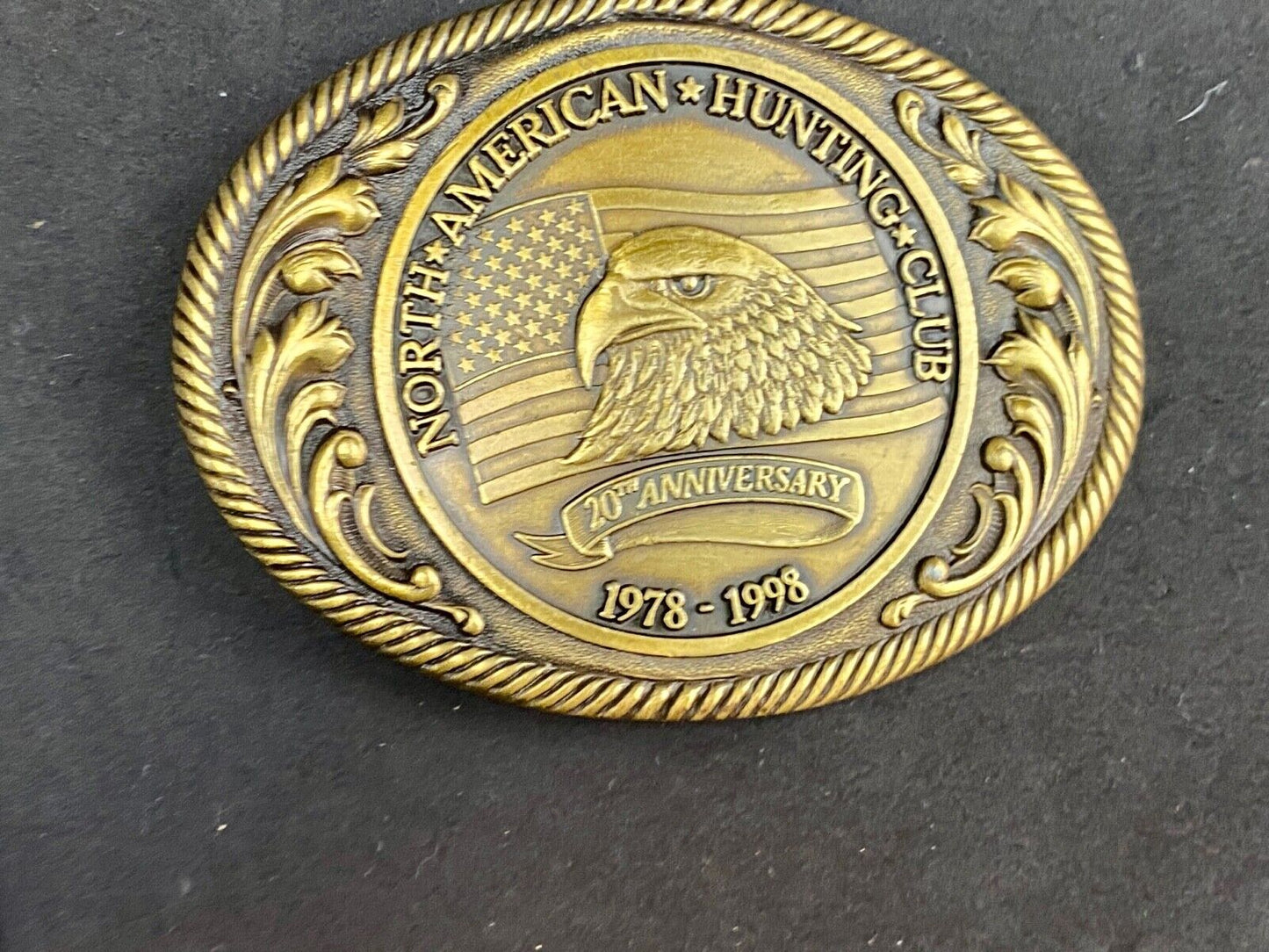 Vintage 1998 North American hunting club 20th anniversary belt buckle