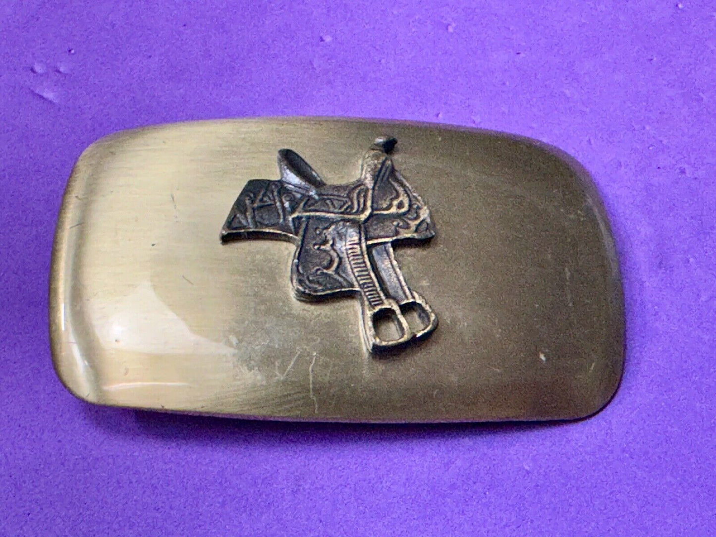 Vintage Chambers Horse saddle on western belt buckle