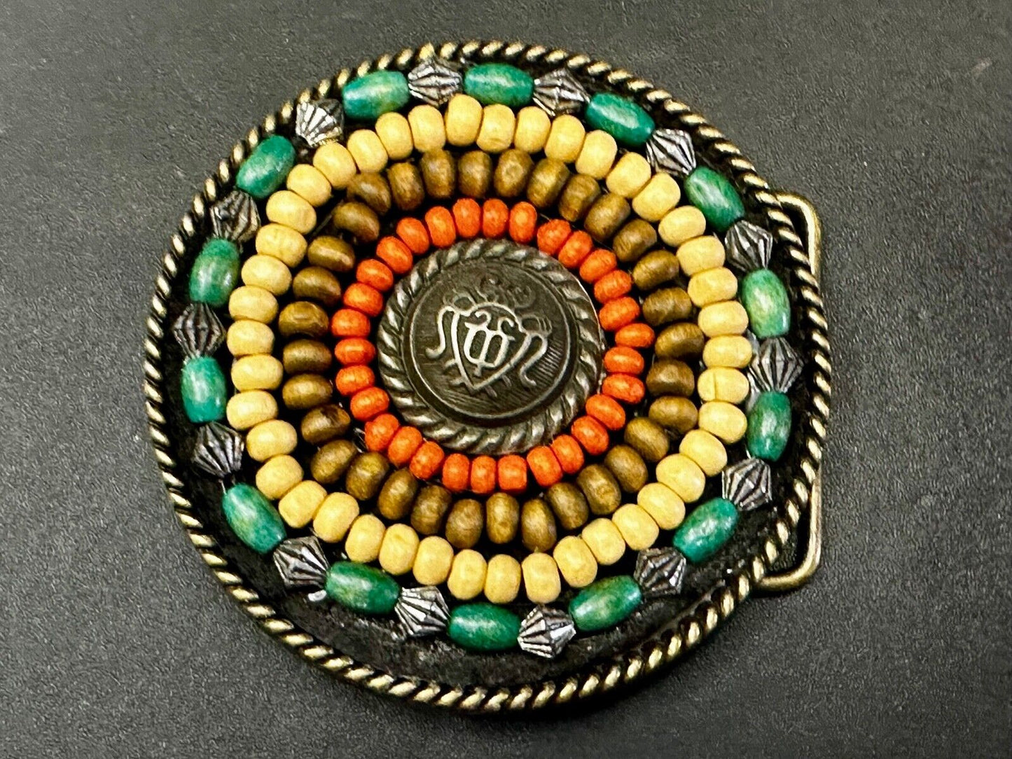 Beaded Tribal Multicolor Bead Boho Hippie Theme Belt Buckle