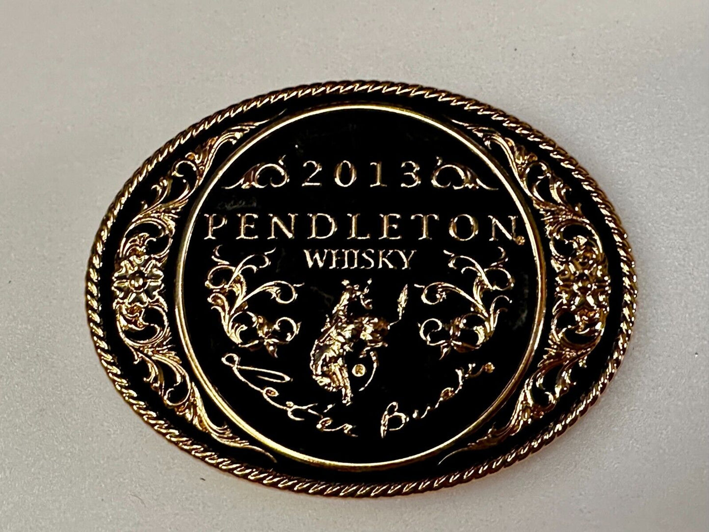 2013 Pendleton Whiskey Let'er Buck Rodeo Cowboy Montana Silversmiths Belt Buckle