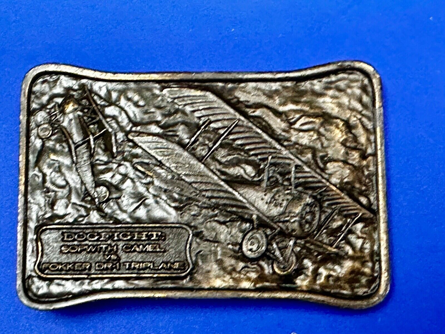 Airplane Dogfight - Sopwith Camel vs. Fokker DR-1 Triplane Vintage Belt Buckle