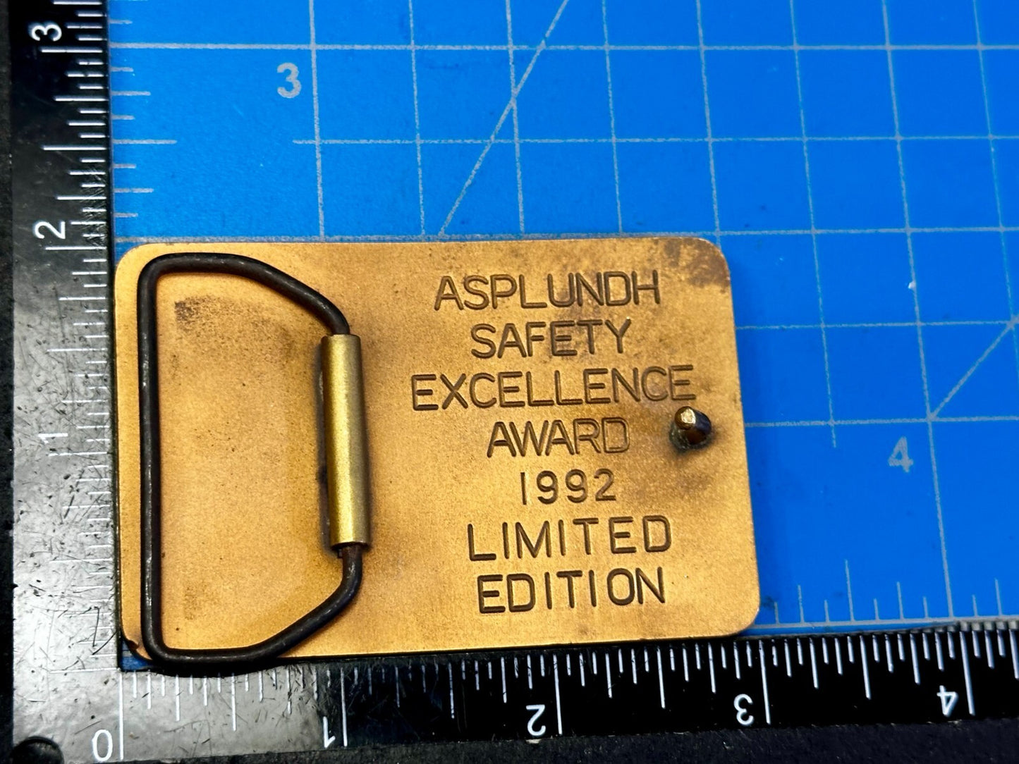 Asplundh Safety Excellence Award 1992 Limited Edition Gold Color Belt Buckle
