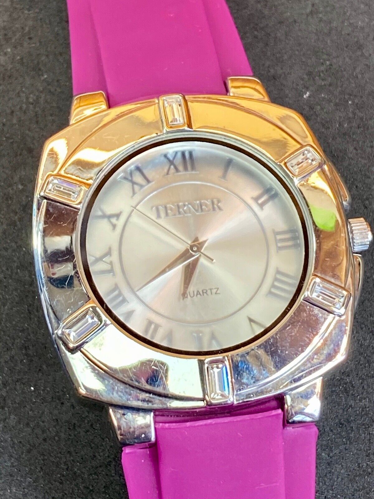 Terner 052009-1 Women's Watch - Pink Band Rhinestone Accents - New Battery