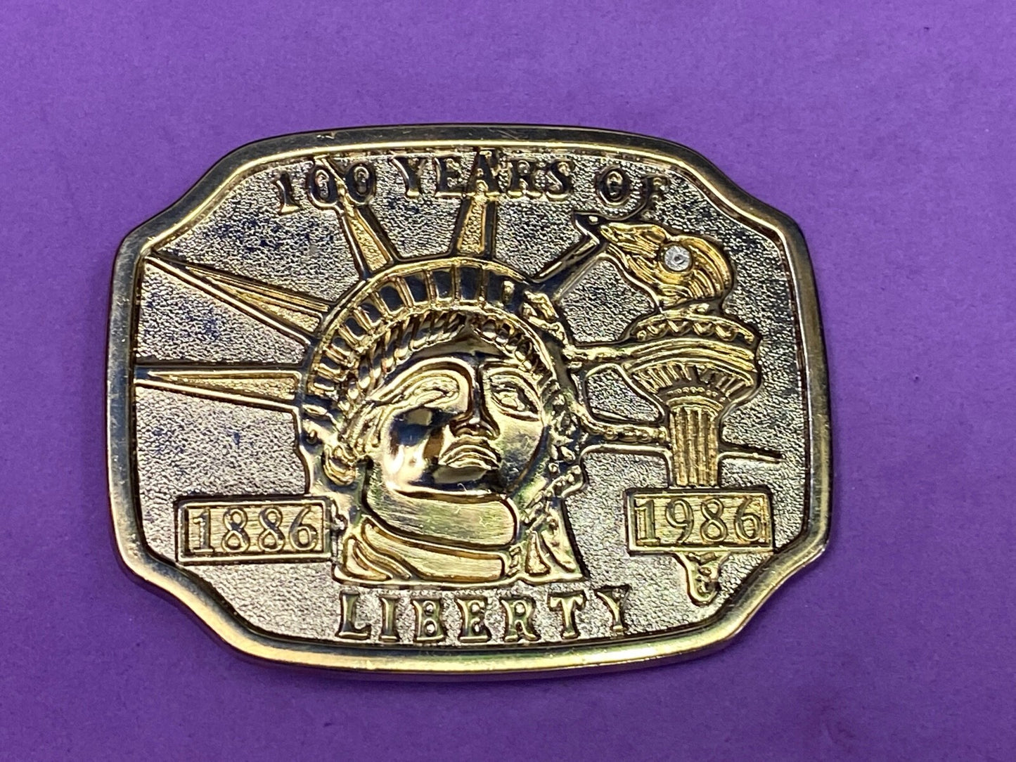 Vintage Belt Buckle 100 Years Of Lady Liberty 1886 - 1986 Statue Of Liberty