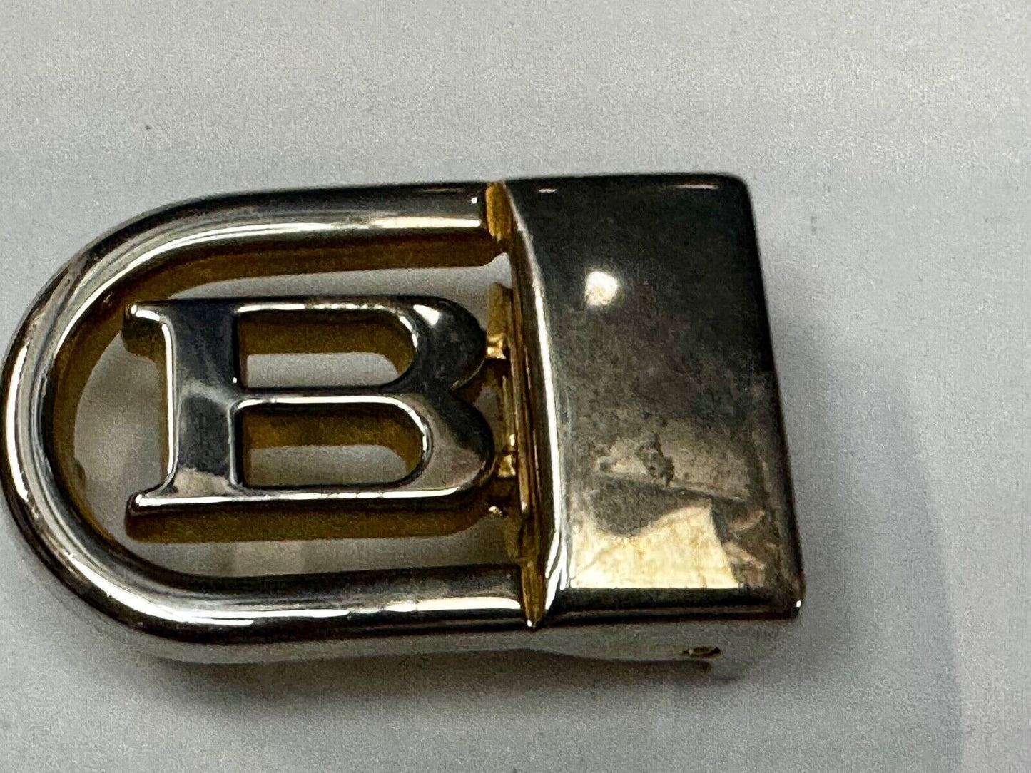 B - Letter Initial Monogram Vintage Gold tone swing arm small belt buckle