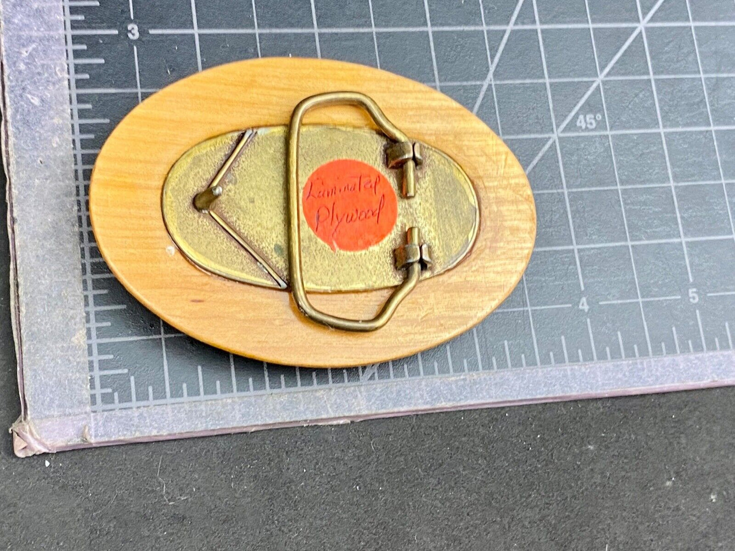 Vintage artisan Laminate top plywood belt buckle