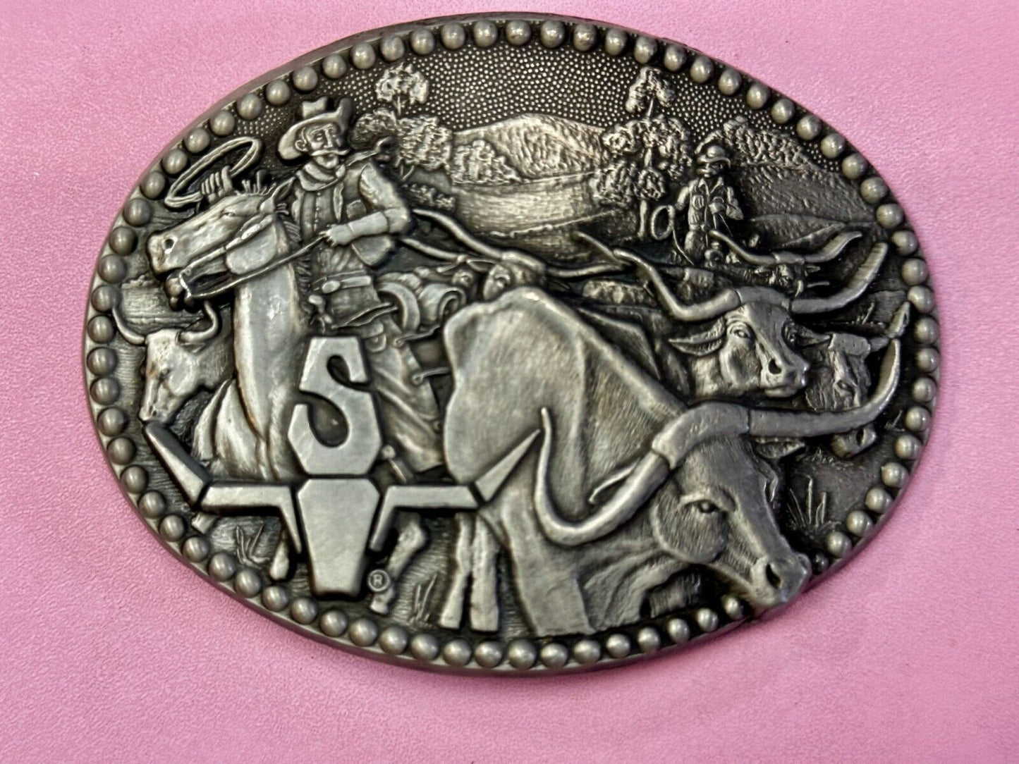 Award Design Medals Zee Series Longhorn Cattle Drive Cowboy Western Belt Buckle!