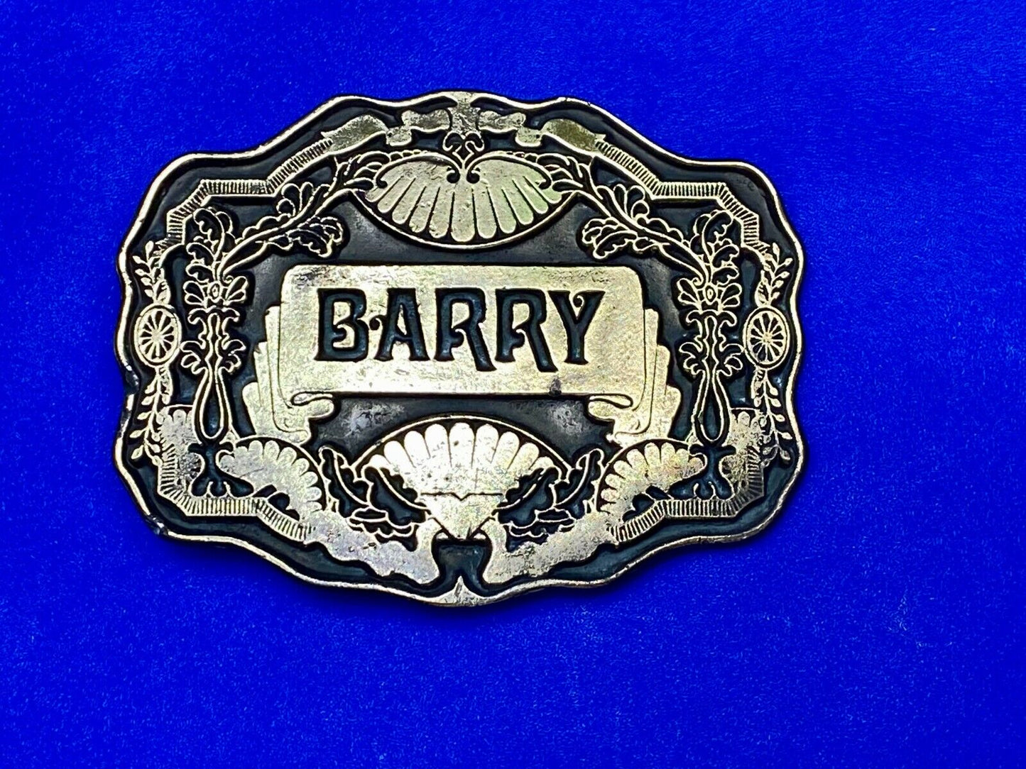 Barry - Ornate Western Flower Swirl And Framed Belt Buckle By Oden
