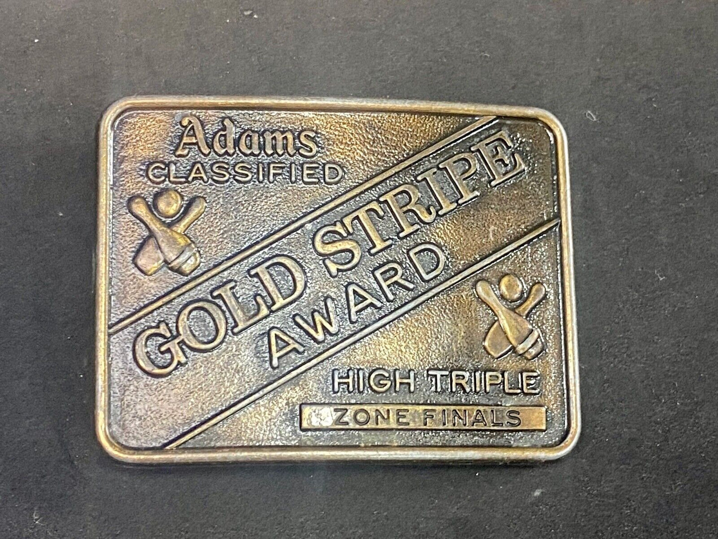 Adams Gold Stripe Bowling Award Belt Buckle Whiskey Co Zone Finals