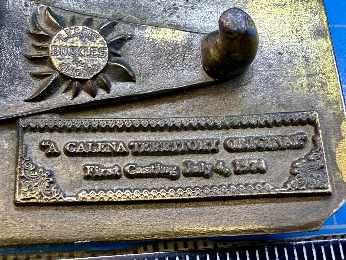 The Galena Territory Brass Belt Buckle Sunrise Illinois Vintage Belt Buckle