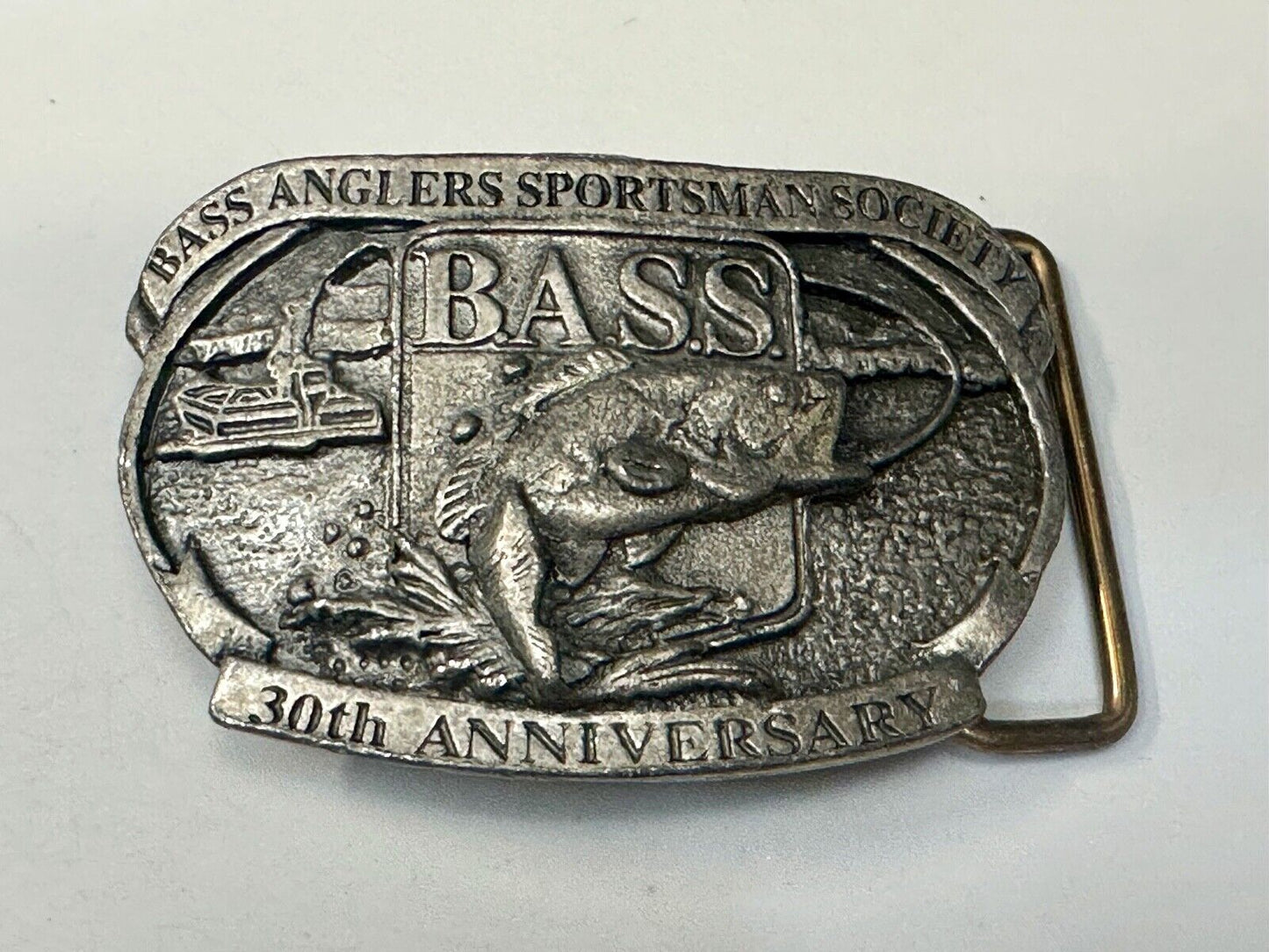 1997 BASS Bass Anglers Sportsman Society Fishing 30th anniversary belt buckle