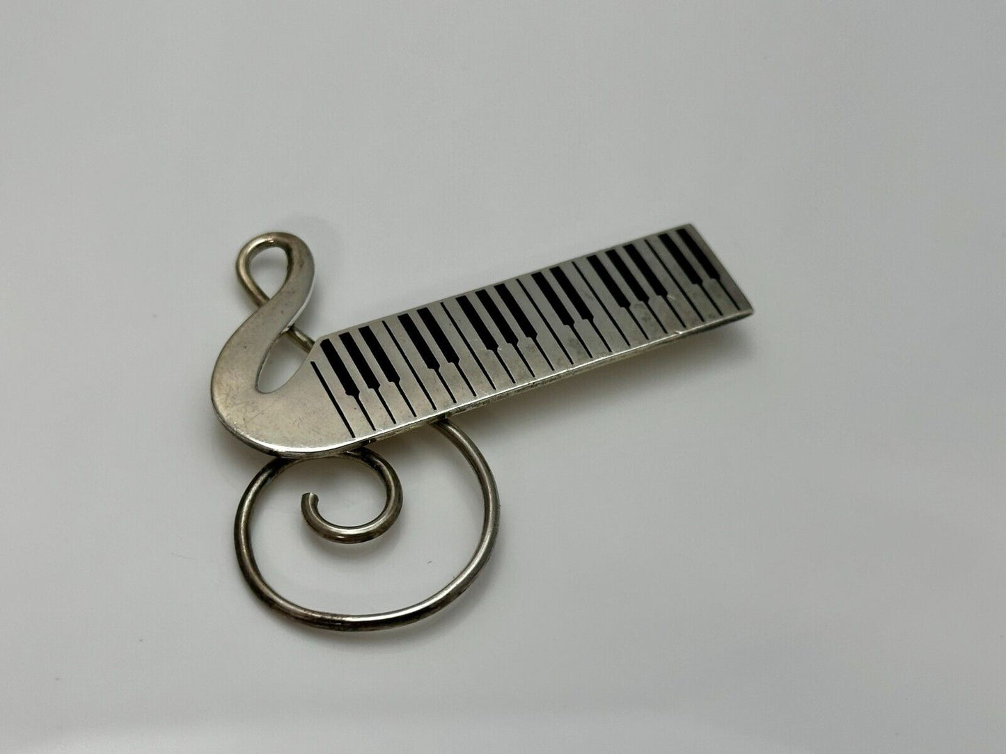 Treble Clef Piano Music Keyboard Musician Vtg. Brooch Pin Sterling 925 Mexico