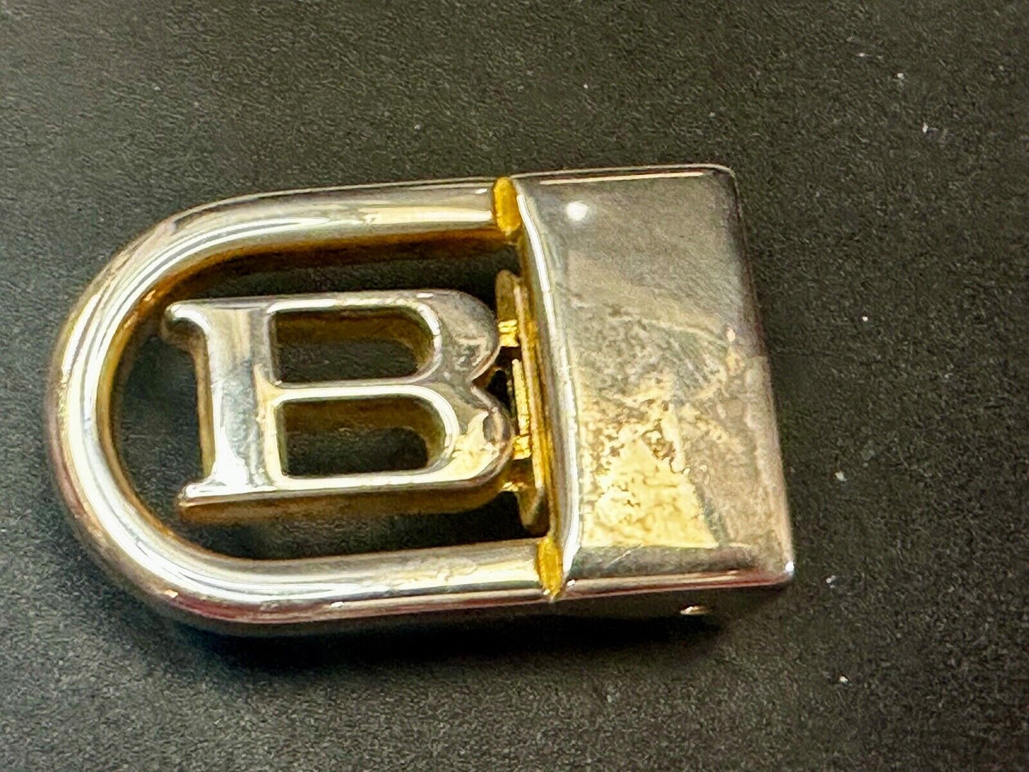 B - Letter Initial Monogram Vintage Gold tone swing arm small belt buckle