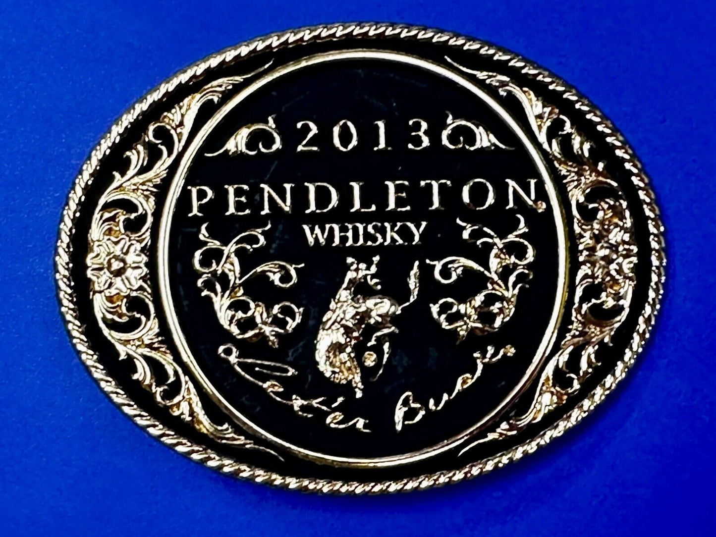 2013 Pendleton Whiskey Let'er Buck Rodeo Cowboy Montana Silversmiths Belt Buckle