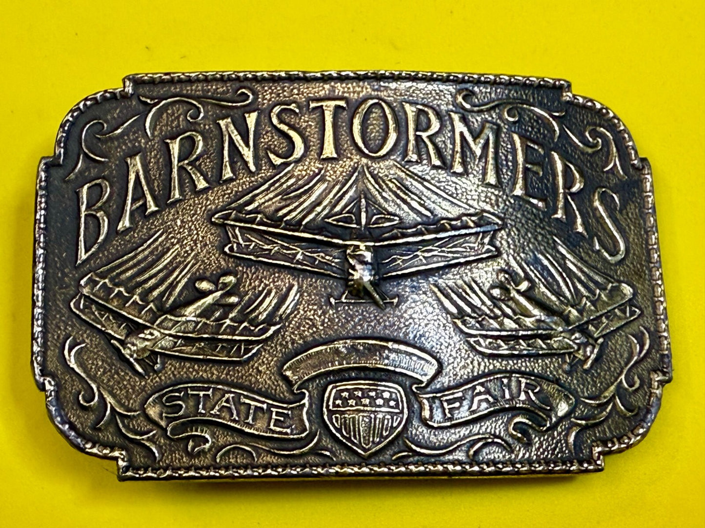 Barnstormers State Fair Show Bi Plane Fixed Wing Aircraft Lewis Belt Buckle