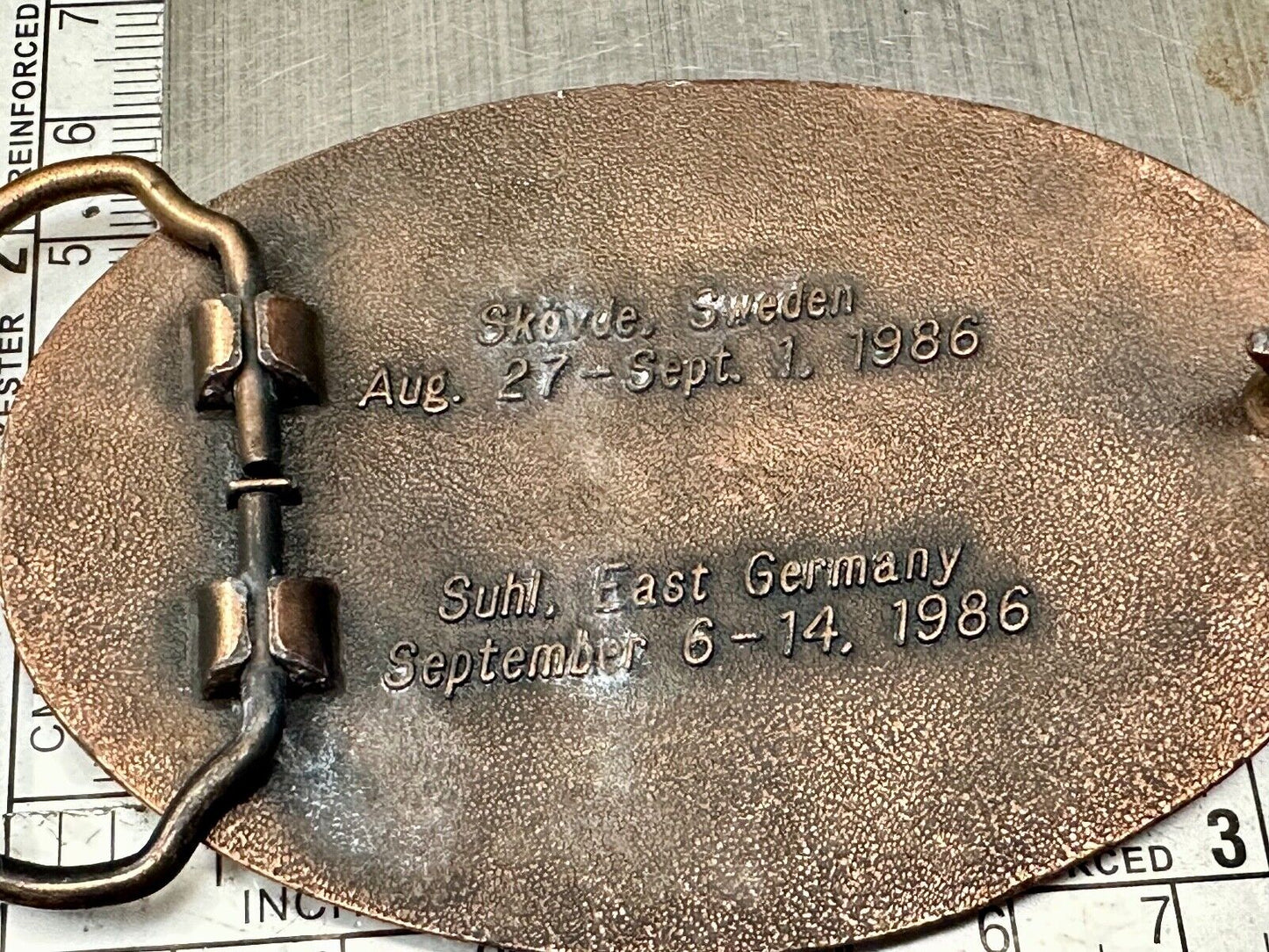 1986 Shooting TeamUSA World Shooting Championships Vintage belt buckle