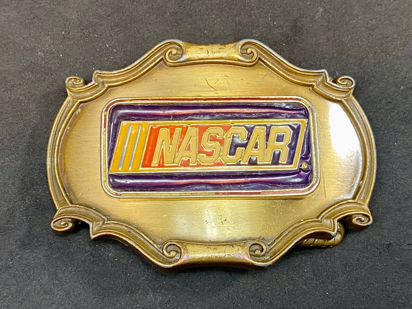 Vintage 70'S Nascar Western Framed Belt Buckle By Raintree - Ultimate Fan Gift!