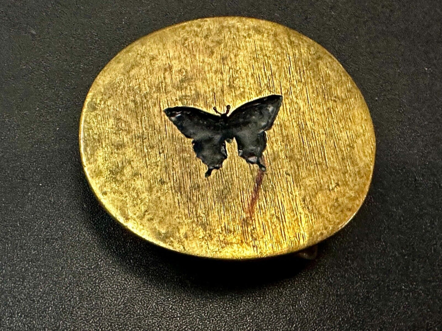 Black Inland Butterfly Small Hippy Vibe Brass Belt Buckle for up to a 1.25" belt