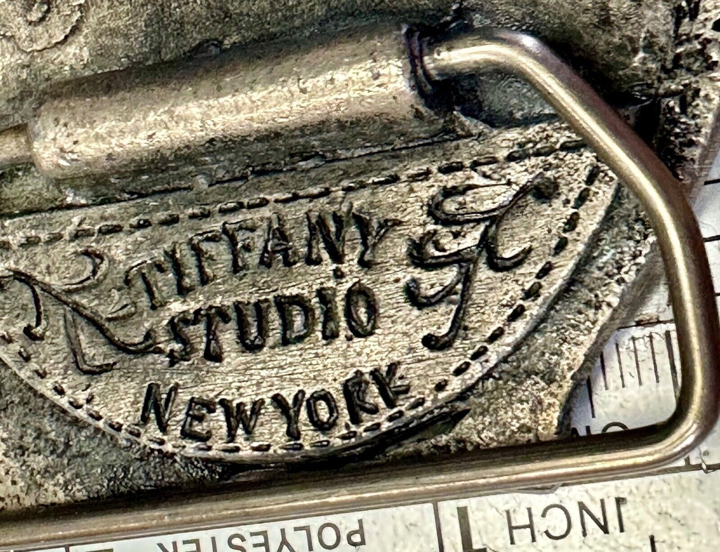 Bear & Cub in Nature Vintage Tiffany Studio New York belt buckle