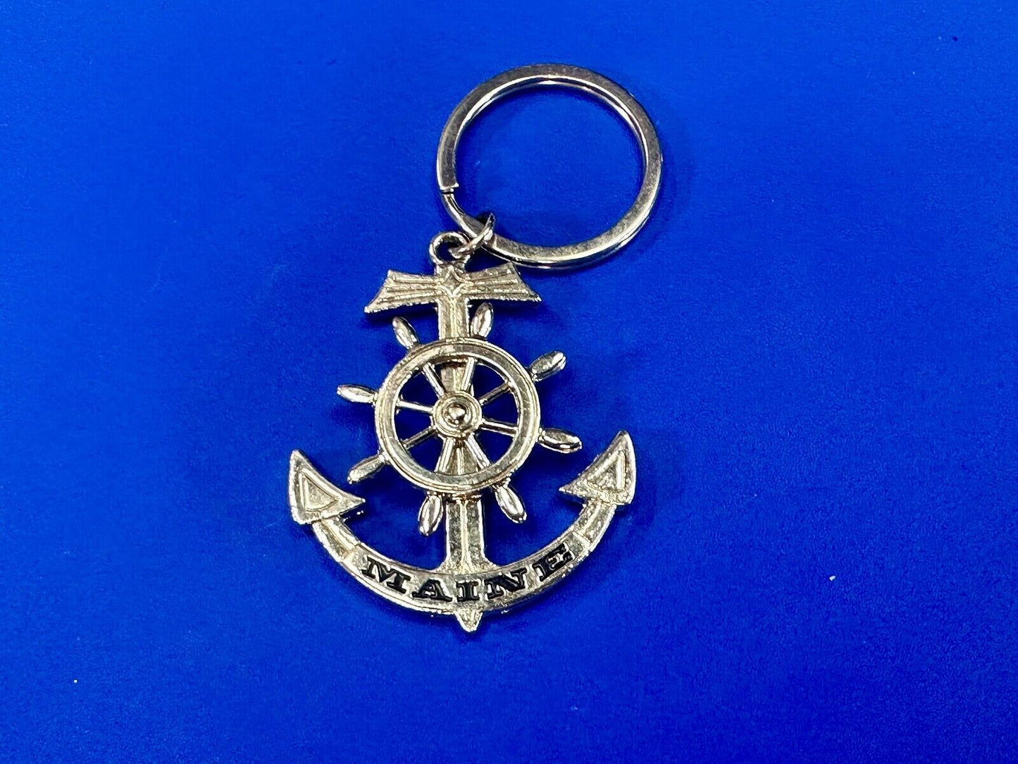 The great State of Maine Nautical Boat Anchor Wheel Keychain - Key Ring Chain