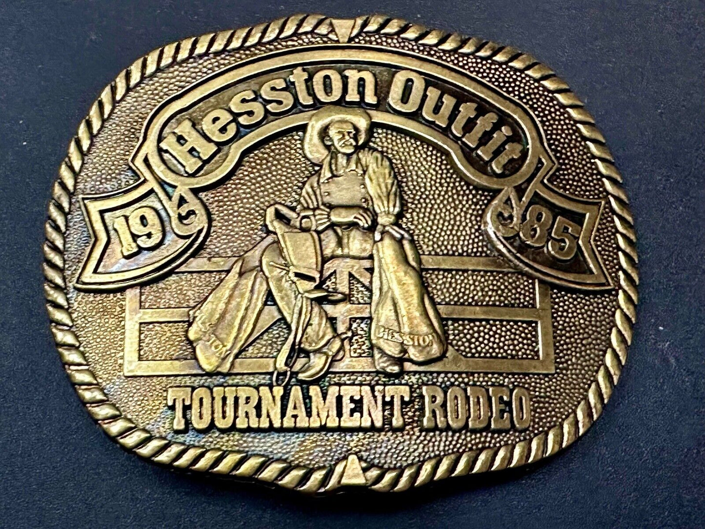 1985 Hesston Outfit Tournament Rodeo Collectors PRCA First edition Belt Buckle