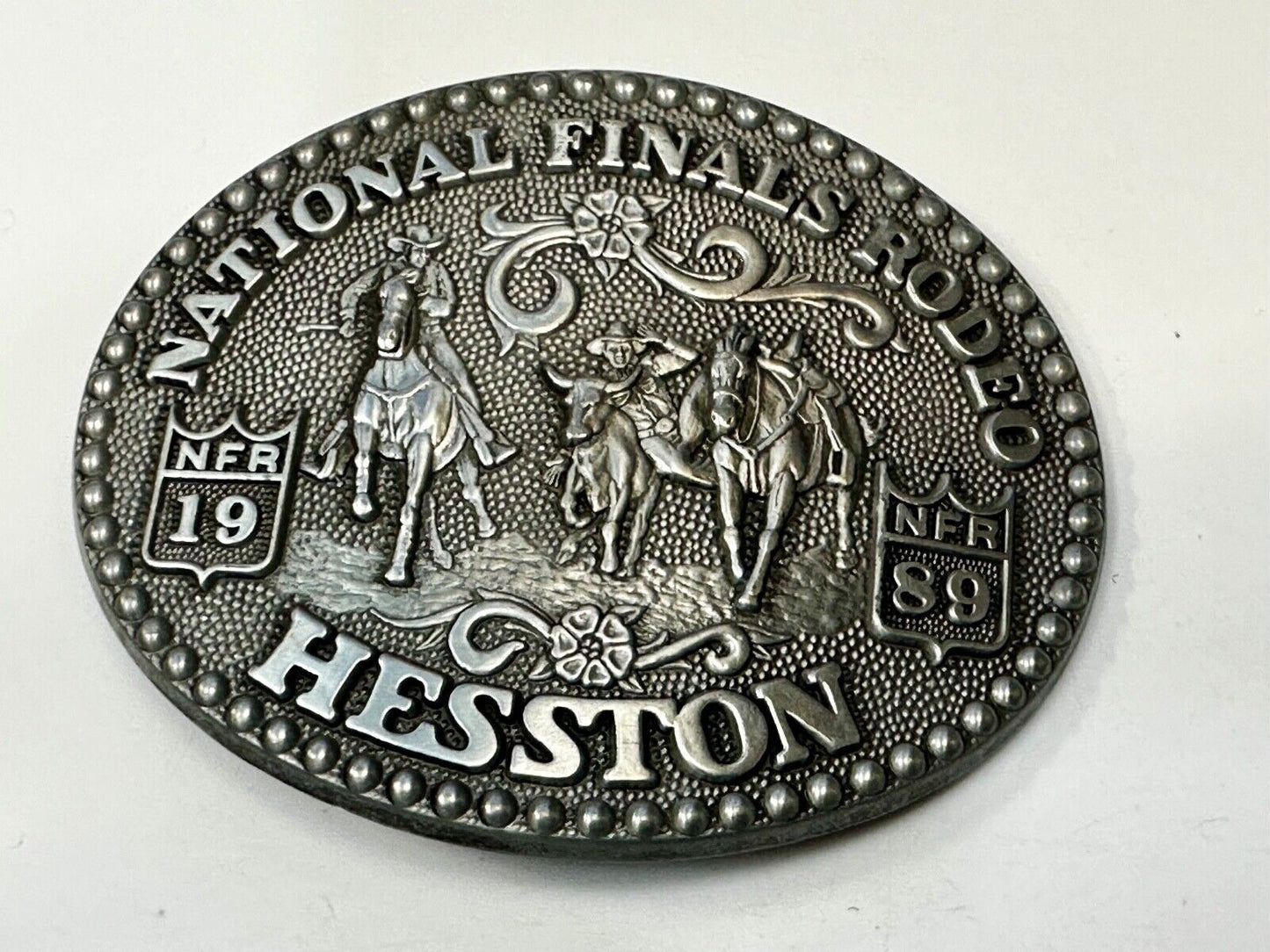 1989 NATINOAL FINALS RODEO NFR NOS Western Cowboy ADM Belt Buckle