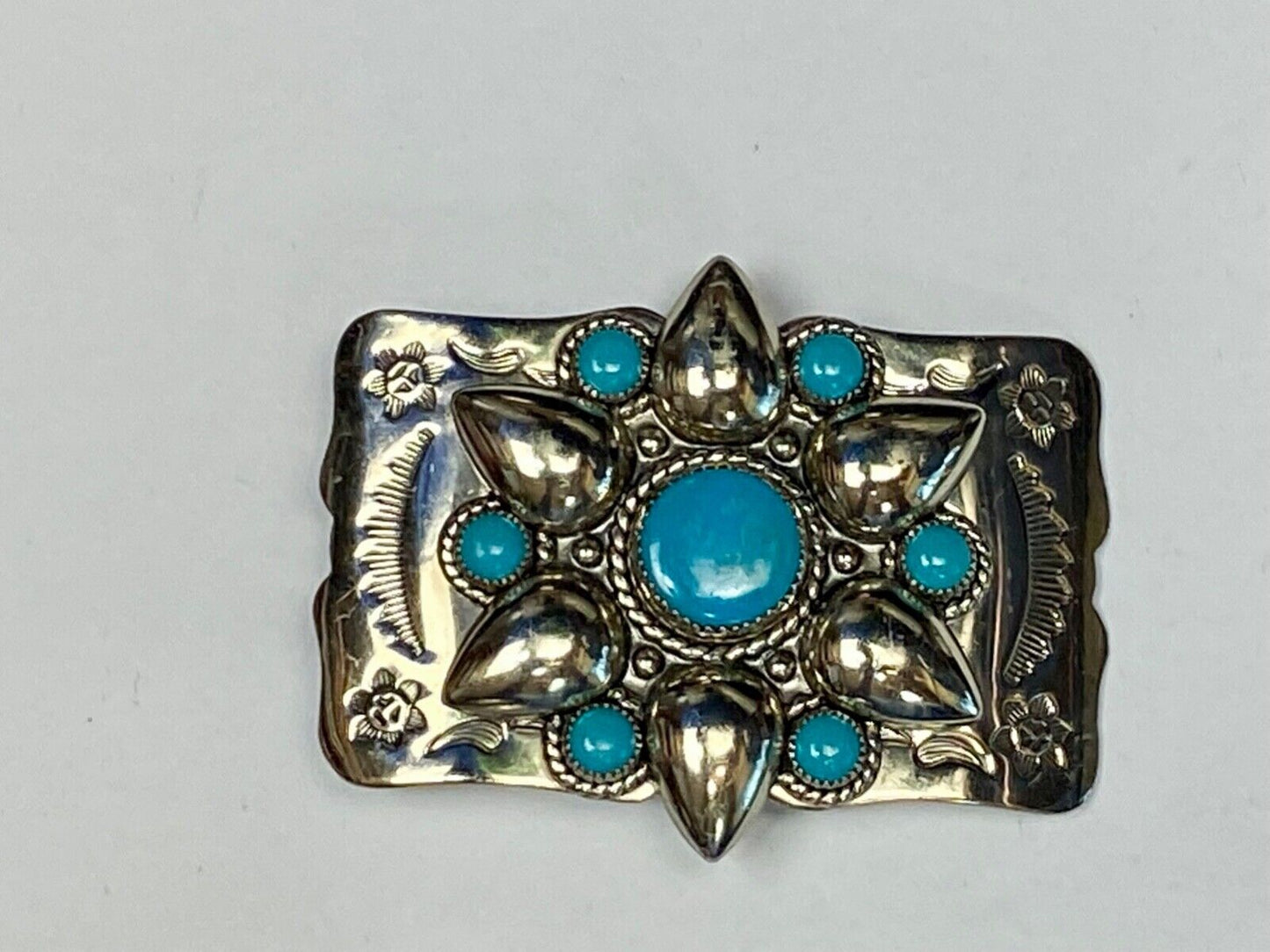 Beautiful Nickel Silver Southwestern 2.5" Wide Belt Buckle By Bell