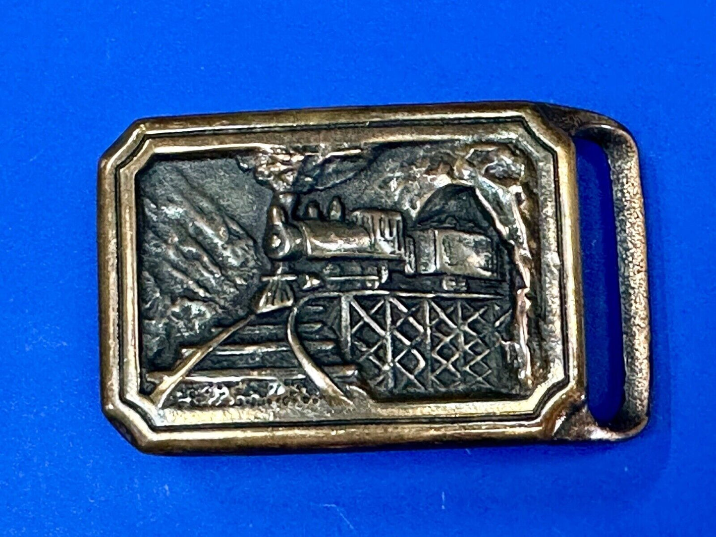 T.E.Express Tech Ether Guild Steam Locomotive Train Railroad vintage belt buckle