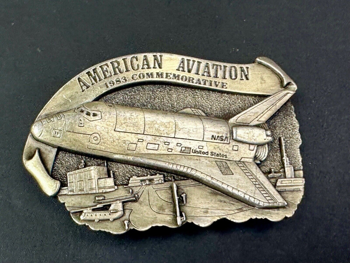 1983 American Aviation Commemorative Plane Pilots belt buckle by Arroyo Grande