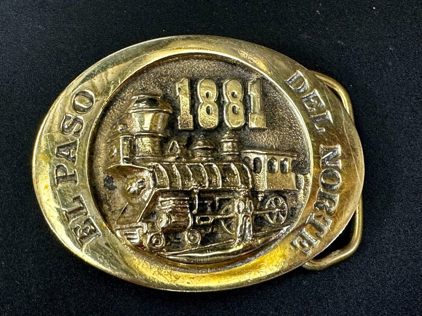 Train Engine El Paso Del Norte 1881 Rail Road Locomotive Solid Brass Belt Buckle