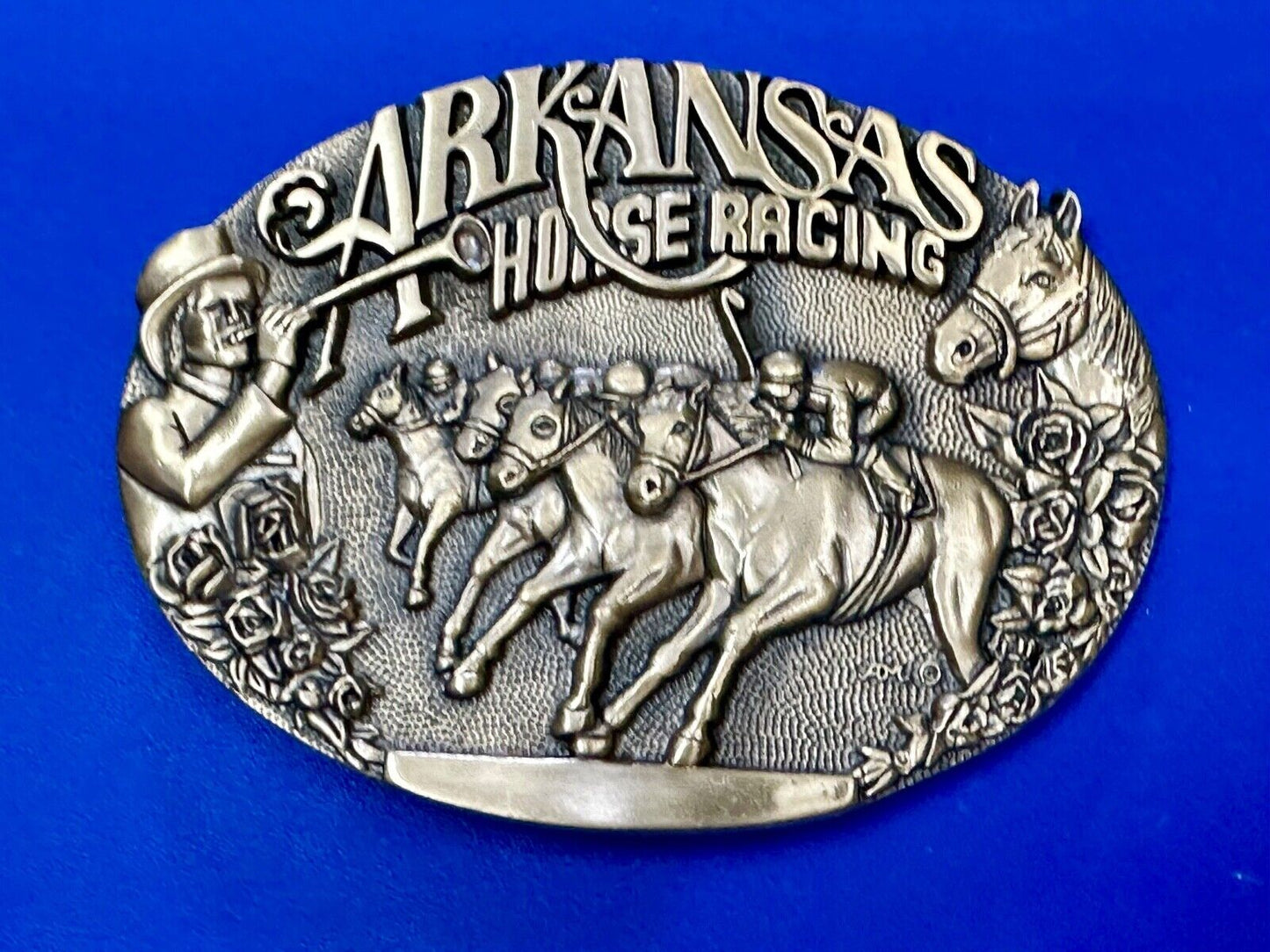 Arkansas State Horse Racing Vintage Solid Brass Award Design Medals Belt Buckle
