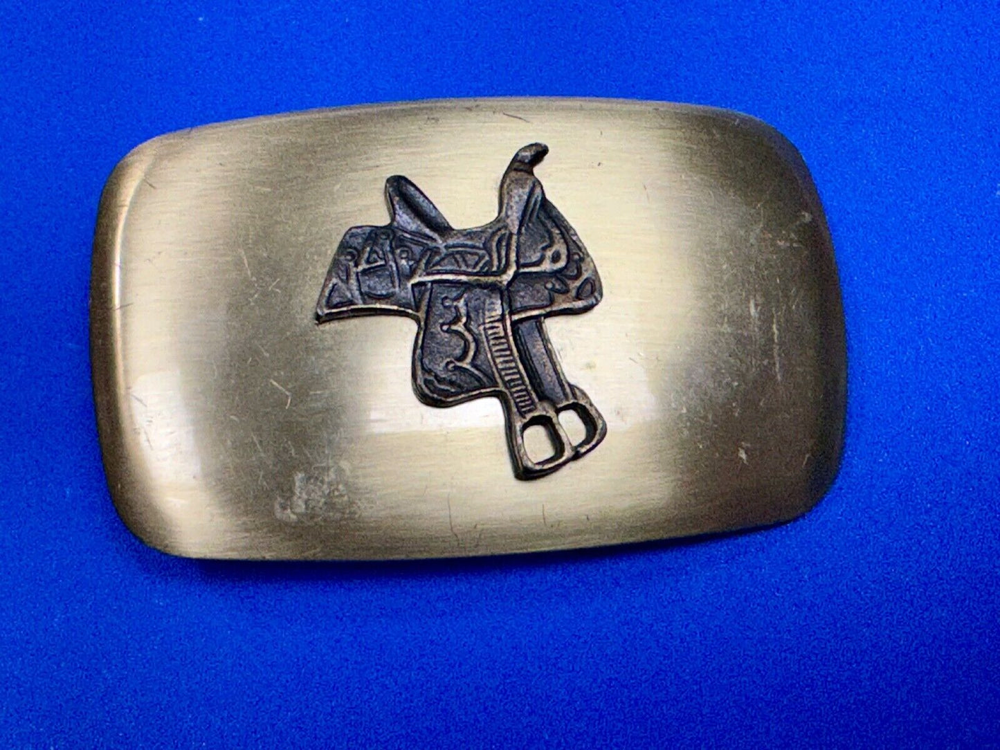 Vintage Chambers Horse saddle on western belt buckle