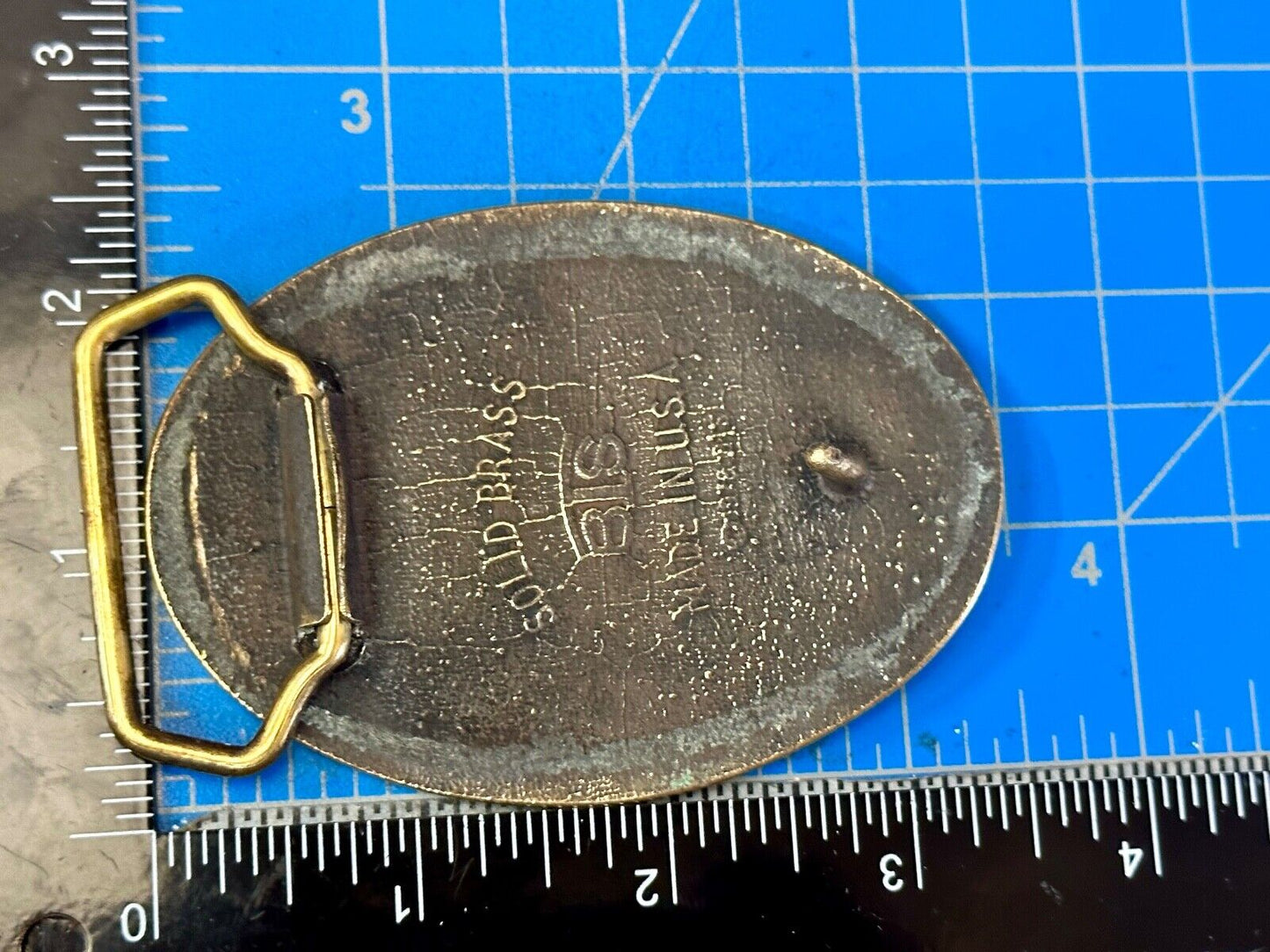 Texas RTEC Cattle Longhorn Cow Brass BTS Cowboy Western vintage belt buckle