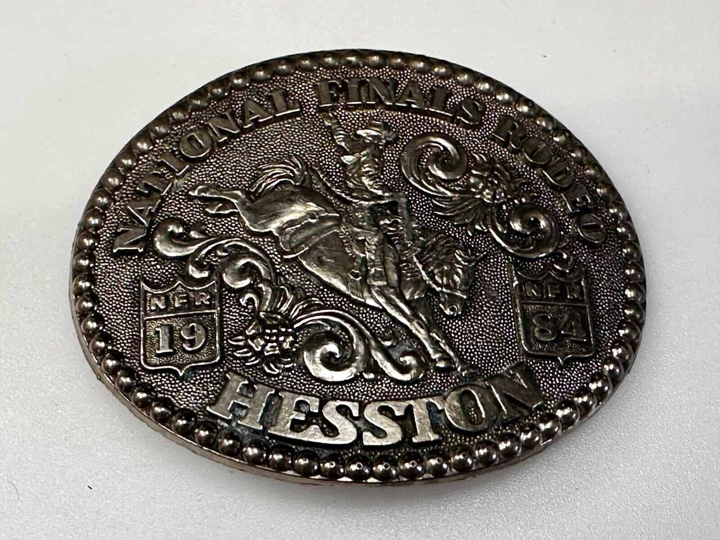 1984 Hesston NFR National Finals Rodeo Cowboys Western Commemorative Belt Buckle