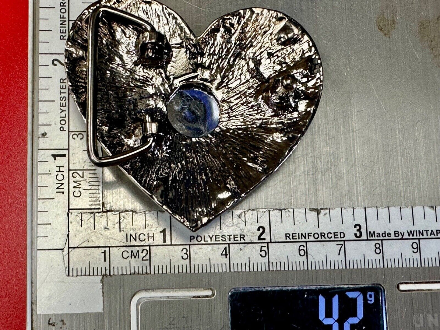Black Chunky HEART clear rhinestone boarder large Clear centerpiece belt buckle