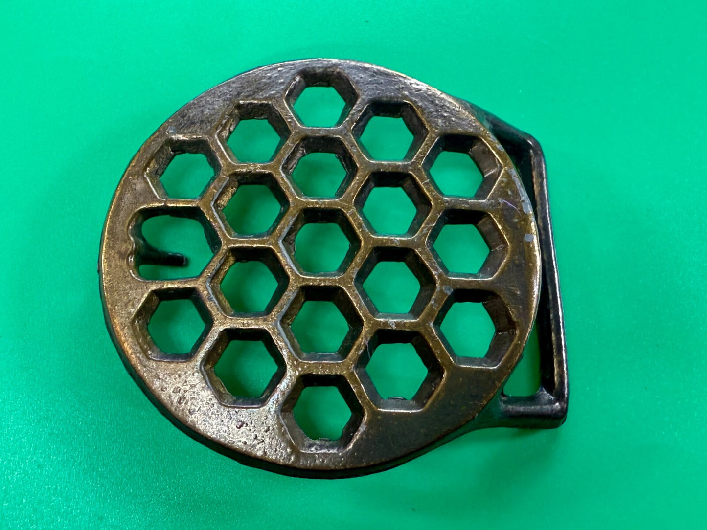 Artisan Welder Metalwork Abstract Honeycomb Open Work Vintage Belt Buckle