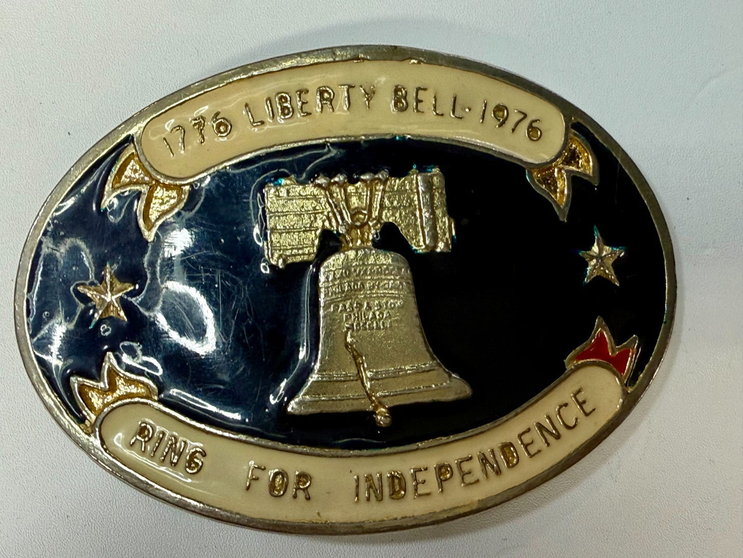 Bicentennial 1776-1976 Liberty Bell Ring Independence Commemorative Belt Buckle