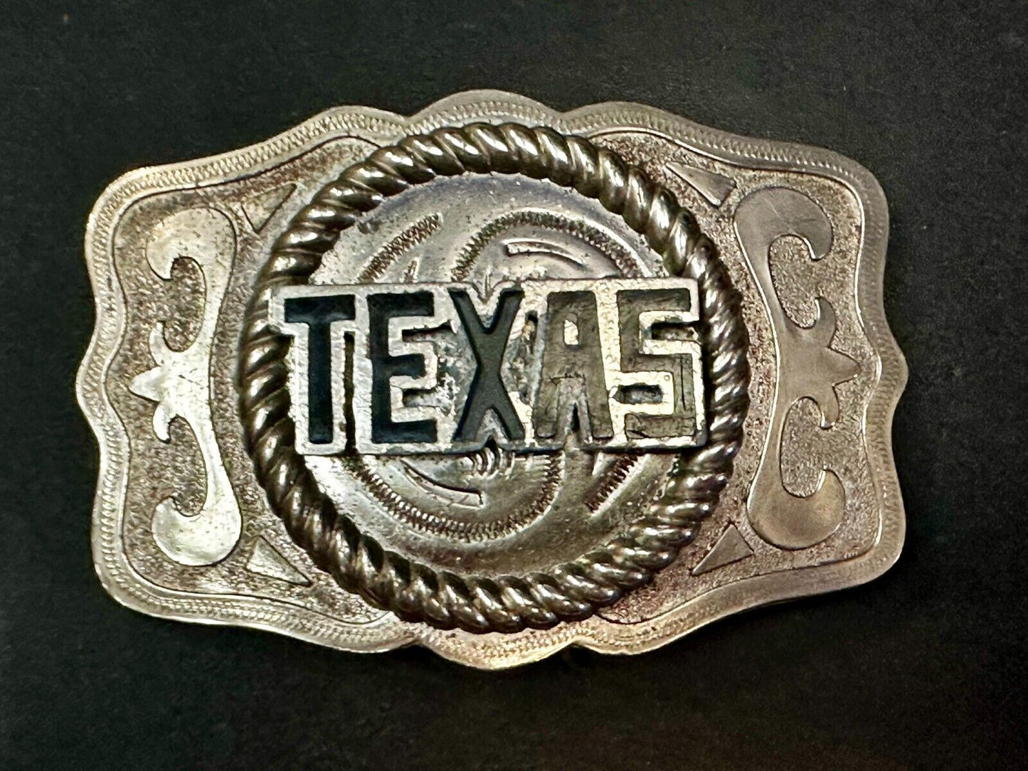 Texas State - Large Centerpiece Ornate Silver Tone Vintage Belt Buckle