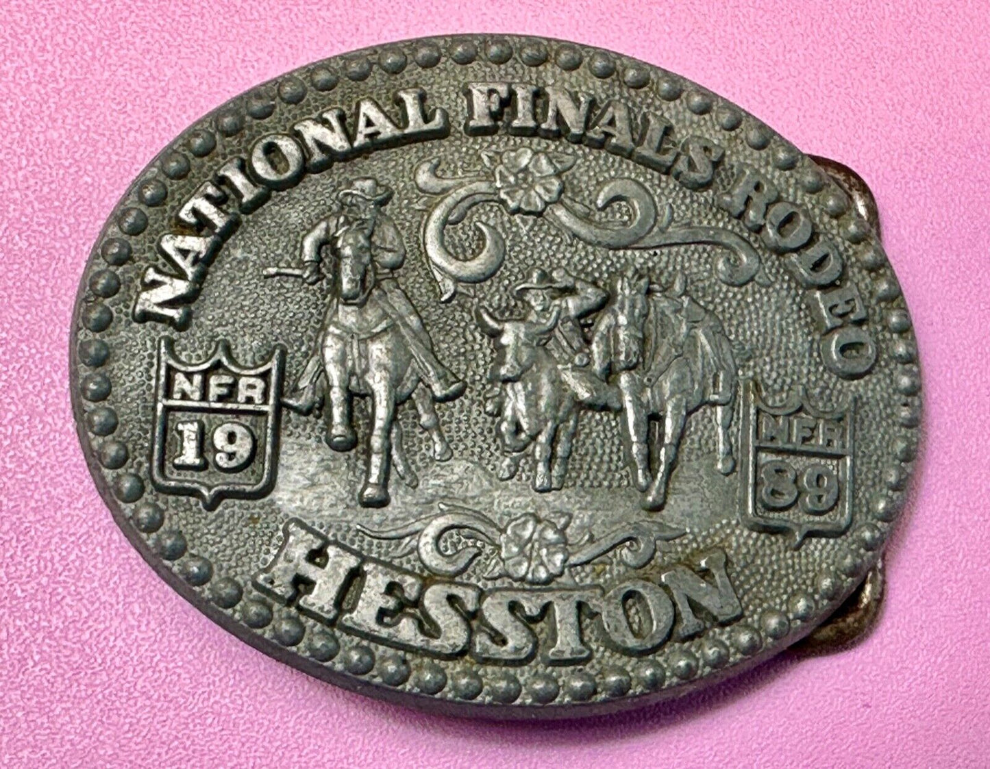 1989 Hesston Youth (small) NFR National Finals Award Design Medals Belt Buckle