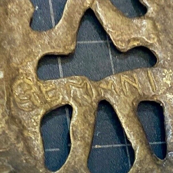 Vintage Hippie round Gemmni Twins Horoscope Astrological belt buckle