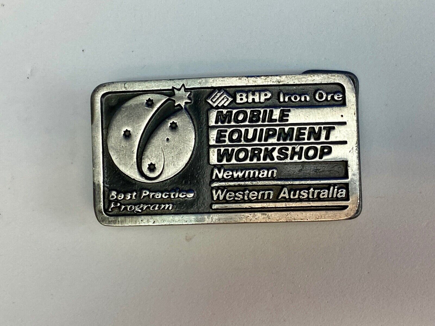BHP Iron Ore Mobile Equipment Workshop Newman, Western Australia belt buckle
