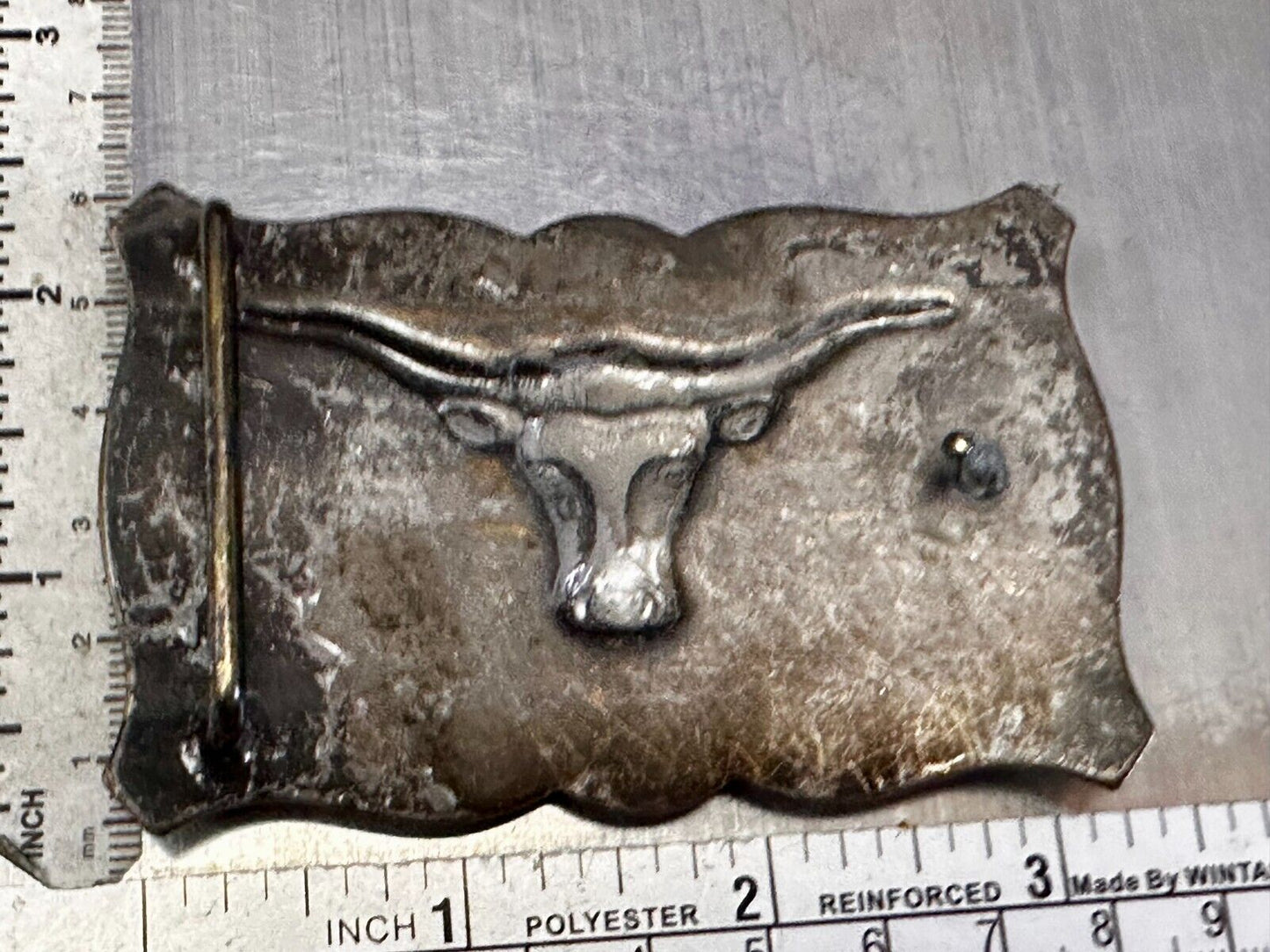 Texas Longhorn Steer Bull Cow Ornate Raised Dimensional Stamped Belt Buckle