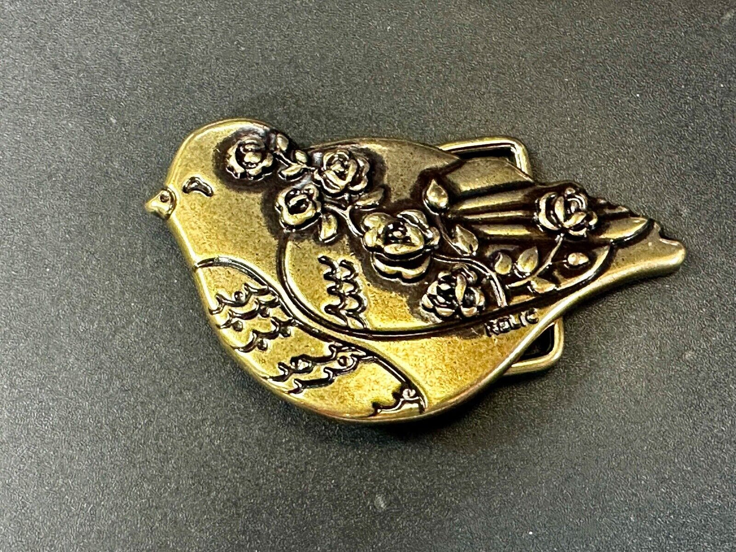 Bird Dove Shaped Cutout Figure Brass Tone Belt Buckle by Relic