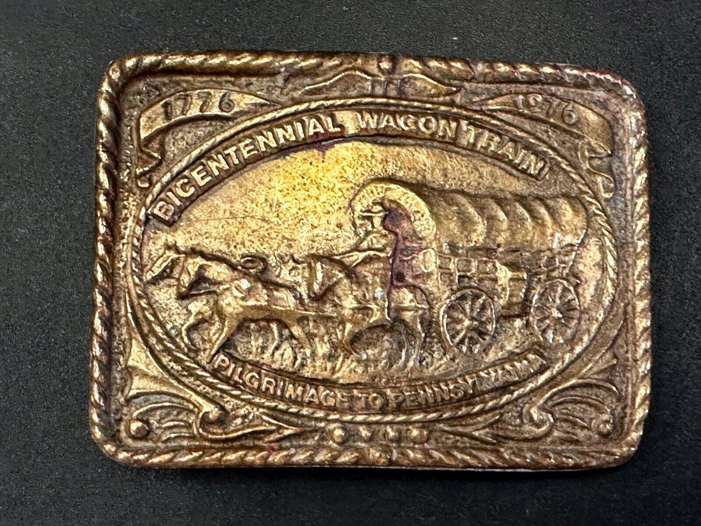 Bicentennial Wagon Train Pilgrimage Pennsylvania American Revolution Belt Buckle