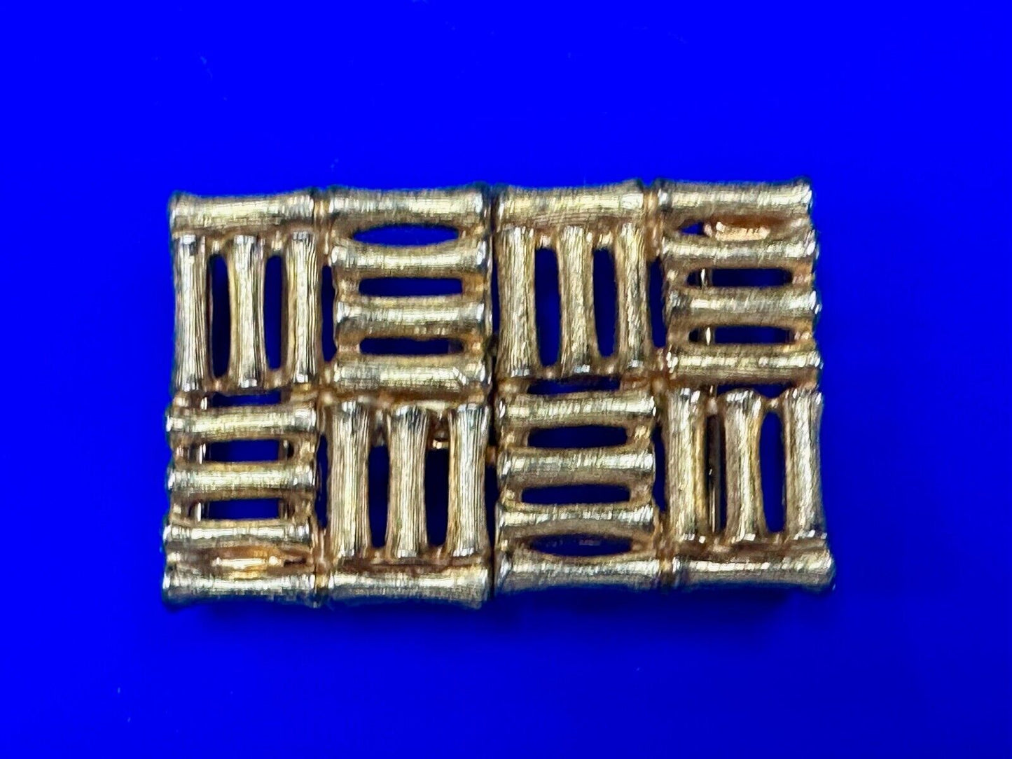 Bamboo Squares Two piece interconnecting vintage belt buckle by Mimi Di N
